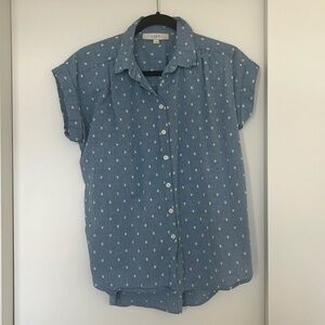 Loft, short-sleeve button-down, size small